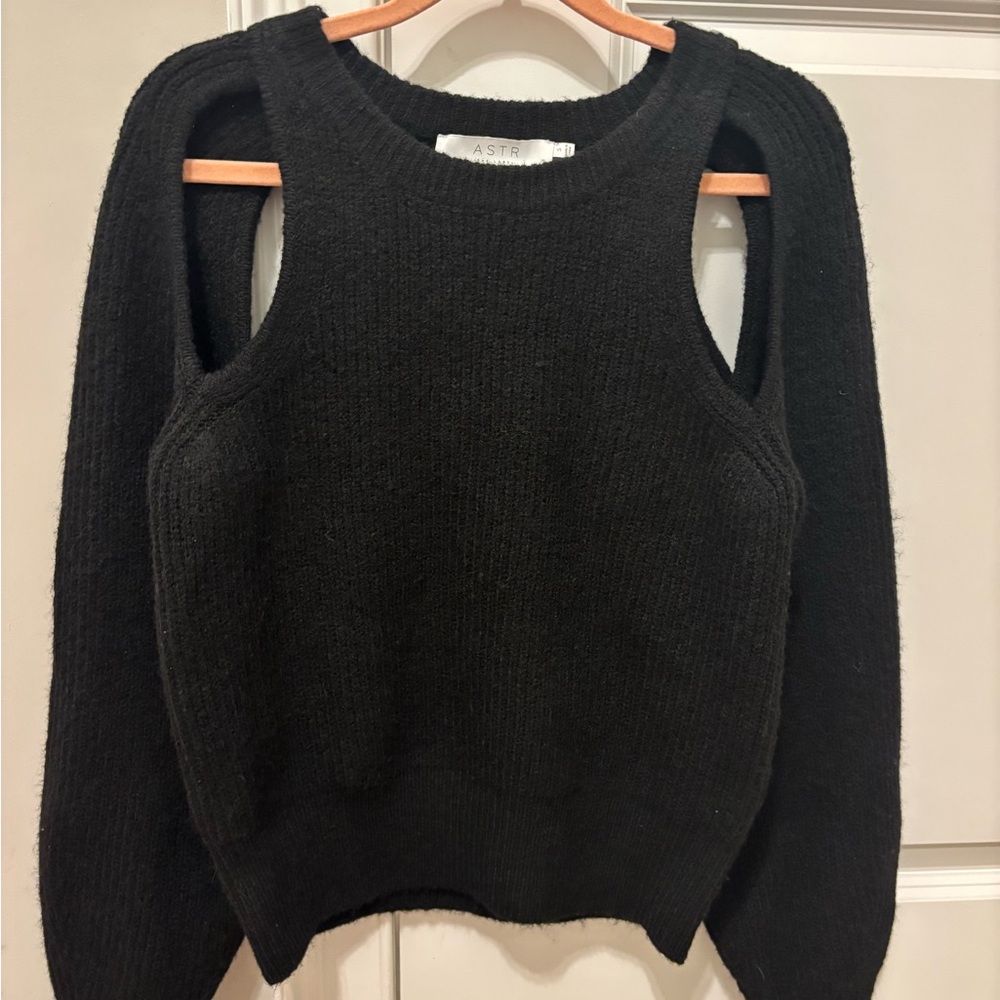 ASTR the label black sweater with arm cutouts
